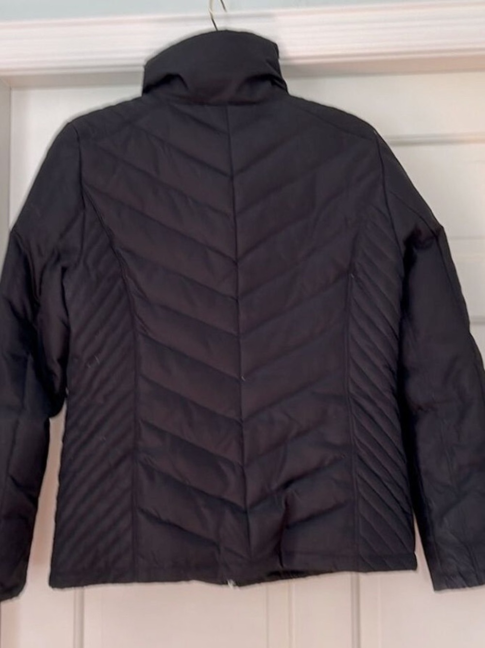 Ladies Black Puffer Coat Down Feather Filled Size Medium Coat Hip Length Jacket - Picture 7 of 10